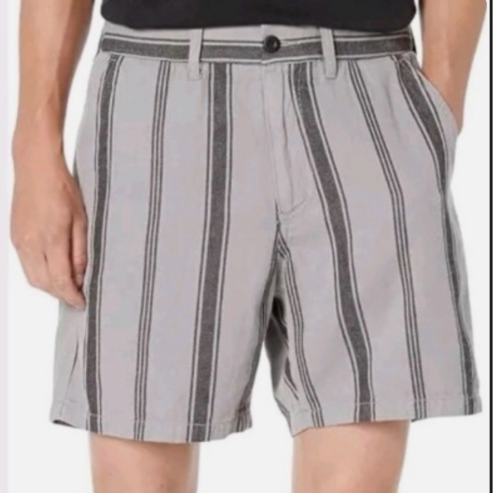 Madewell Men's XXL NWT Striped Lounge Shorts Hemp Cotton Gray Black